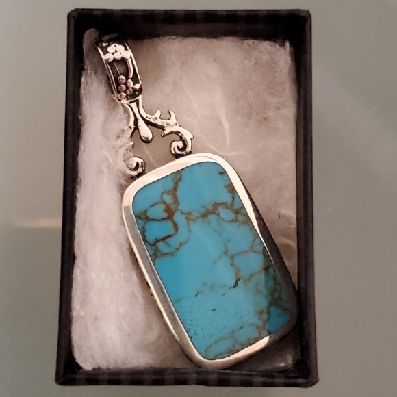 Reversible Turquoise & Lapis SST Pendant - Picture 1 of 8